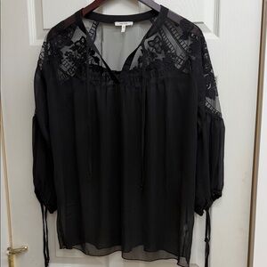 Maurices Black Sheer Lace Blouse
